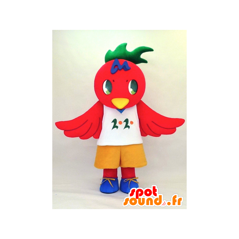 Mascot of Phenylene-Tan, red bird with a white T-shirt - MASFR26134 - Yuru-Chara Japanese mascots