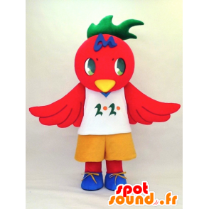 Mascot of Phenylene-Tan, red bird with a white T-shirt - MASFR26134 - Yuru-Chara Japanese mascots