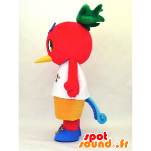 Mascot Phenylene-Tan, rød fugl med en hvid t-shirt - Spotsound