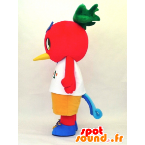 Mascot fenylen-Tan, rød fugl med en hvit t-skjorte - MASFR26134 - Yuru-Chara japanske Mascots