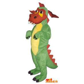 Drago verde mascotte rosso e giallo. Drago colorato - MASFR006894 - Mascotte drago