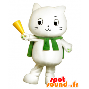 Mascot Nha Mott, witte kat met een groene mantel - MASFR26138 - Yuru-Chara Japanse Mascottes