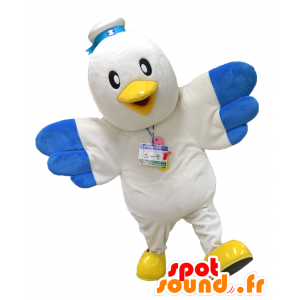 Mascot Tteyuu Kamo, jättiläinen valkoinen ja sininen lintu - MASFR26141 - Mascottes Yuru-Chara Japonaises