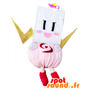 Ad-chan Maskottchen, rosa Charakter mit Blitz - MASFR26145 - Yuru-Chara japanischen Maskottchen