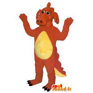 Mascotte de dragon rouge et jaune. Costume de dinosaure - MASFR006895 - Mascotte de dragon