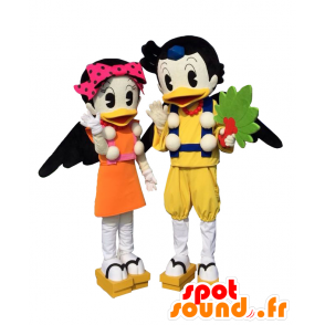 Mascots Kuboten couple of yellow and orange birds, ducks - MASFR26146 - Yuru-Chara Japanese mascots