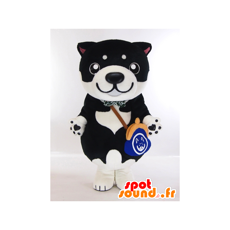 Shiba chan mascot, black and white puppy with a handbag - MASFR26151 - Yuru-Chara Japanese mascots