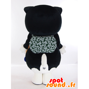 Shiba chan mascotte, cucciolo bianco e nero con una borsa - MASFR26151 - Yuru-Chara mascotte giapponese