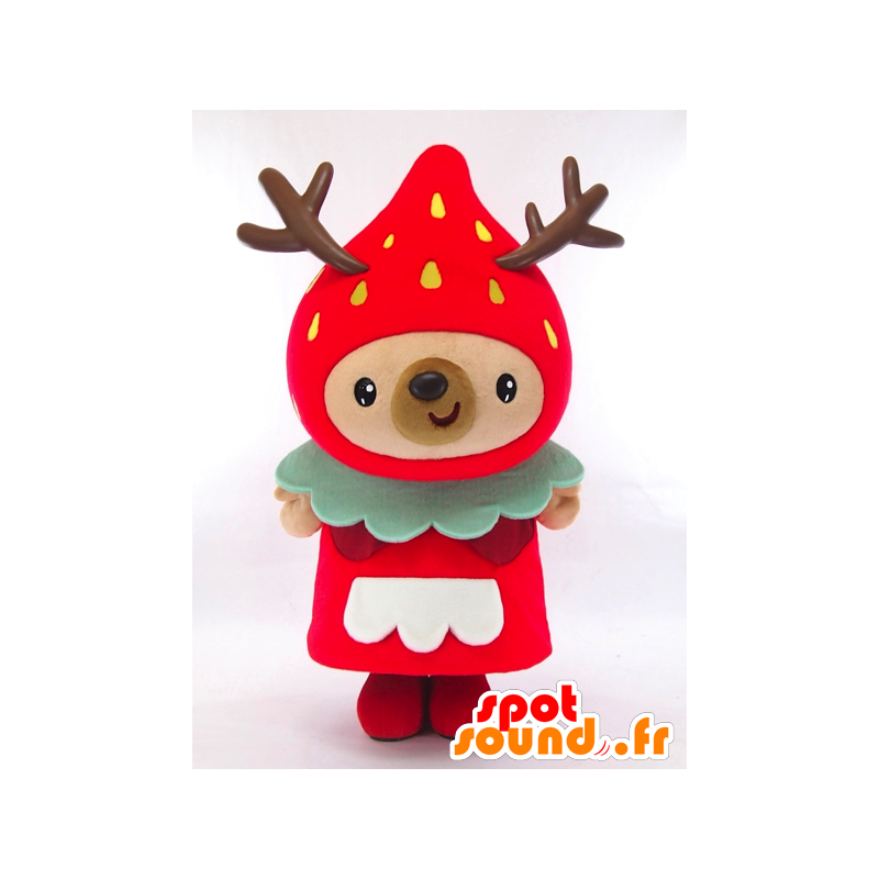 Yoshikazu Yumeno mascotte in de vorm van een reusachtige aardbei, rode erwten - MASFR26152 - Yuru-Chara Japanse Mascottes