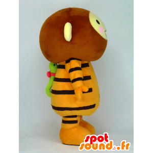 Tiger Mascot Nudo Saemon beige con una canna da pesca - MASFR26153 - Yuru-Chara mascotte giapponese