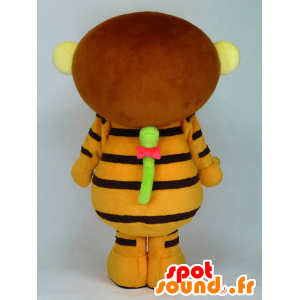 Tiger Mascot Nudo Saemon beige con una canna da pesca - MASFR26153 - Yuru-Chara mascotte giapponese