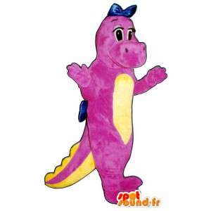 Maskotti pinkki ja keltainen dinosaurus. Dinosaur Costume - MASFR006897 - Dinosaur Mascot
