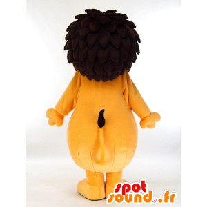 Mascotte de Raion, lion jaune, marron avec un cœur rose - MASFR26155 - Mascottes Yuru-Chara Japonaises