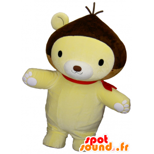 Mascotte orso bruno con una castagna a forma di cappello - MASFR26170 - Yuru-Chara mascotte giapponese