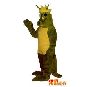 Dinosaurier-Maskottchen-grün und gelb - Kostüm anpassbare - MASFR006899 - Maskottchen-Dinosaurier