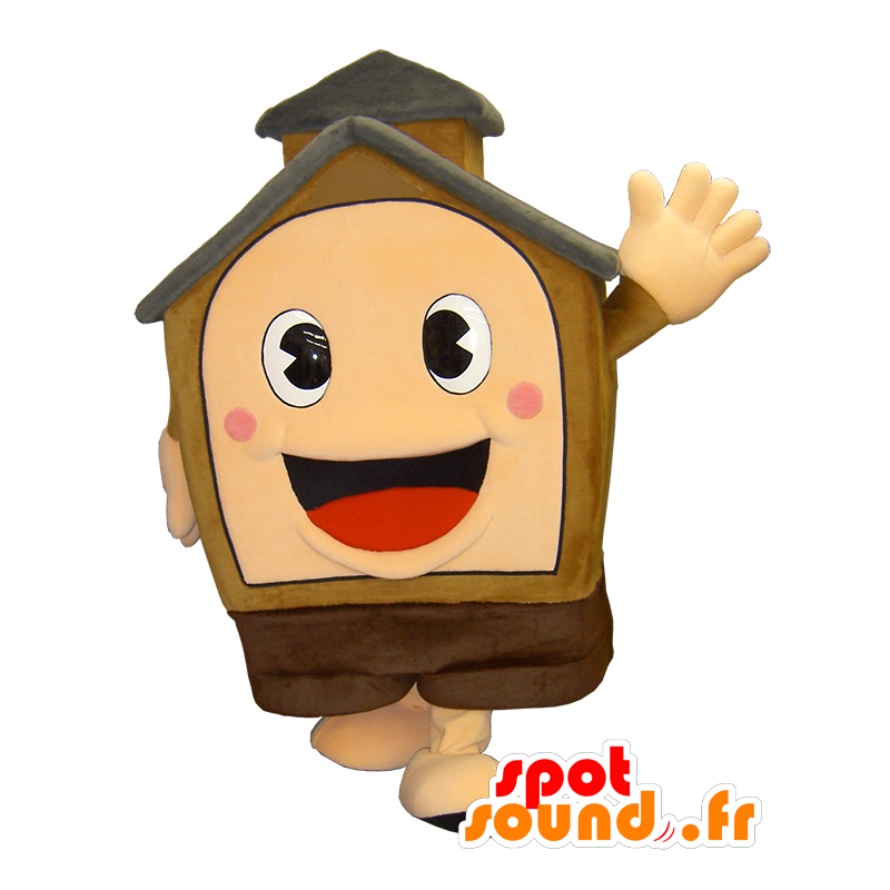 Brown Hausmaskottchen, beige und roten Riesen - MASFR26172 - Yuru-Chara japanischen Maskottchen