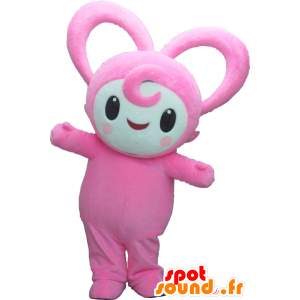 Harty mascot, pink snowman, all hairy - MASFR26174 - Yuru-Chara Japanese mascots
