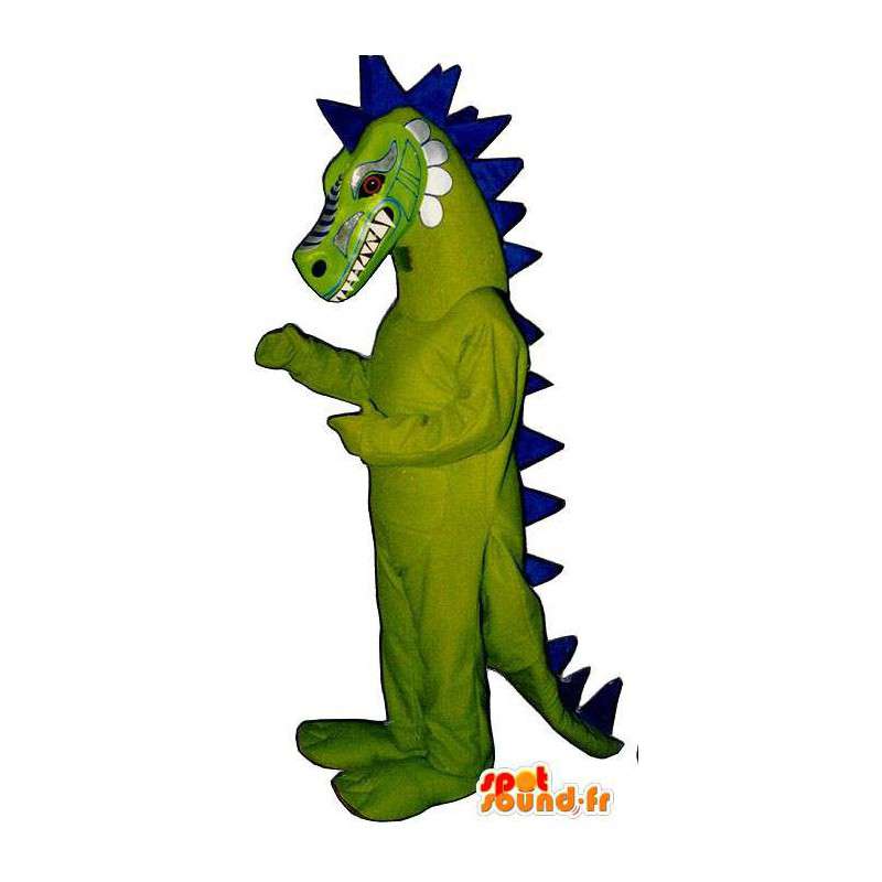 Grön och blå drakmaskot. Dragon kostym - Spotsound maskot