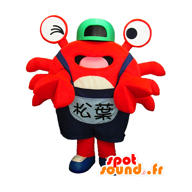 Maskot Pin-kun, rød krabbe med hætte - Spotsound maskot kostume