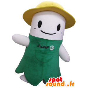 Maskot Awaji, zelený pórek a bílé s kloboukem - MASFR26185 - Yuru-Chara japonské Maskoti