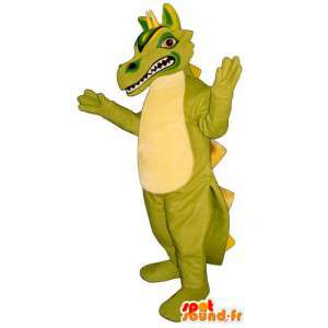 Grön och gul dinosaurie maskot. Dragon kostym - Spotsound maskot