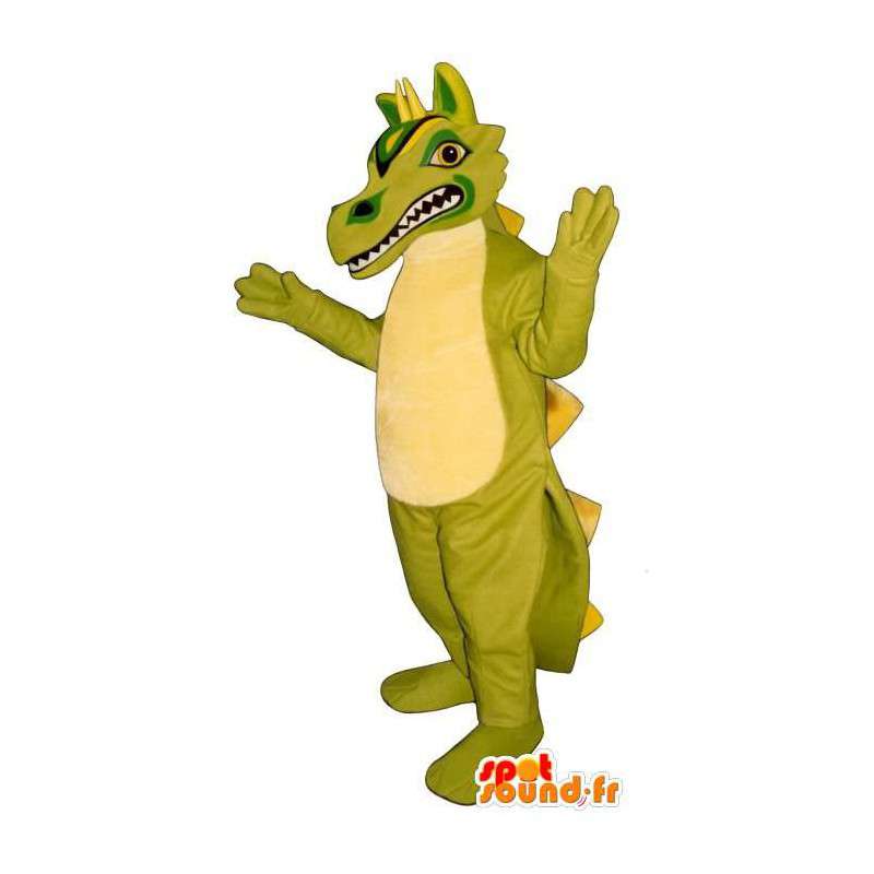 Mascot dinosaurio verde y amarillo. Traje del dragón - MASFR006901 - Mascota del dragón