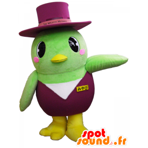 Ya-kun mascotte, verde, viola e giallo uccello, gigante - MASFR26196 - Yuru-Chara mascotte giapponese