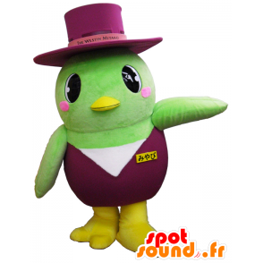 Ya-kun mascote, pássaro verde, roxo e amarelo, gigante - MASFR26196 - Yuru-Chara Mascotes japoneses