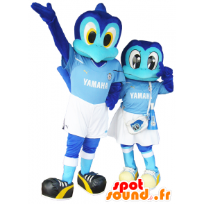 Mascot Jubilo og Erina kun, blå, orange og gul fugl - Spotsound