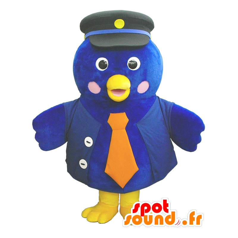 Hamappi mascotte, grote blauwe vogel, oranje en geel - MASFR26209 - Yuru-Chara Japanse Mascottes