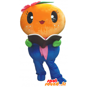 Mascotte d'orange, de melon, de fruit asiatique orange - MASFR26219 - Mascottes Yuru-Chara Japonaises