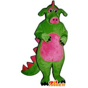 Mascot green and pink dinosaur. Dinosaur costume - MASFR006904 - Mascots dinosaur