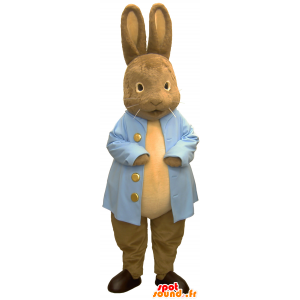 Peter maskot, brun kanin i blå kostym - Spotsound maskot