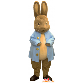 Mascotte de Peter, lapin marron en costume bleu - MASFR26222 - Mascottes Yuru-Chara Japonaises