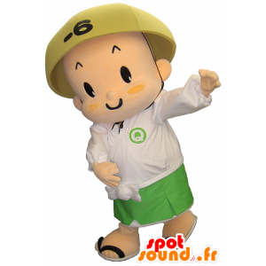 Mascot branco e homem asiático verde, todos os sorrisos - MASFR26227 - Yuru-Chara Mascotes japoneses