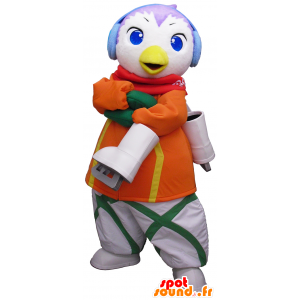 Mascot reusachtige vogel, oranje en wit, met schaatsen - MASFR26228 - Yuru-Chara Japanse Mascottes