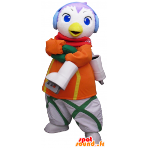 Mascot reusachtige vogel, oranje en wit, met schaatsen - MASFR26228 - Yuru-Chara Japanse Mascottes
