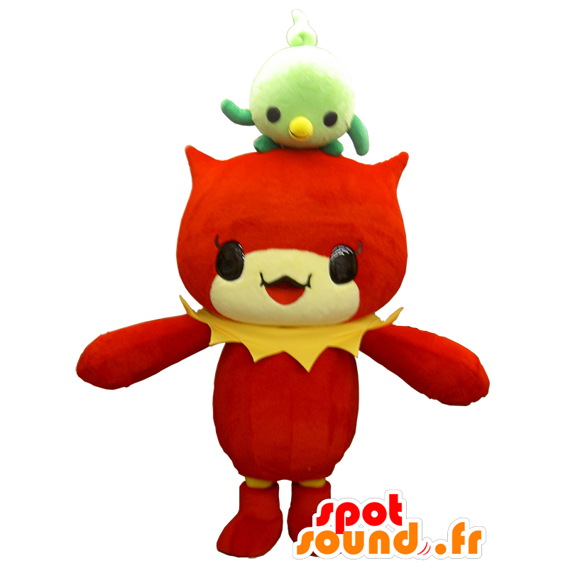Mascotte rood man, met een klein monster op het hoofd - MASFR26235 - Yuru-Chara Japanse Mascottes