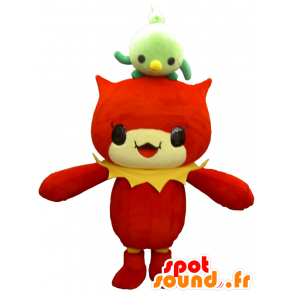 Mascotte de bonhomme rouge, avec un petit monstre sur la tête - MASFR26235 - Mascottes Yuru-Chara Japonaises