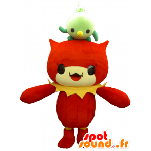 頭に小さな怪物がいる赤い雪だるまのマスコット-MASFR26235-日本のゆるキャラのマスコット