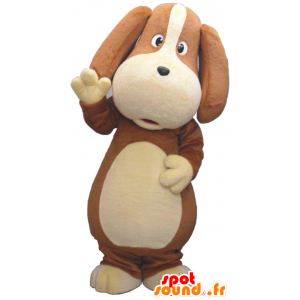 Mascotte de Maruhan Chiba Kitamise, chien marron et beige, rigolo - MASFR26236 - Mascottes Yuru-Chara Japonaises