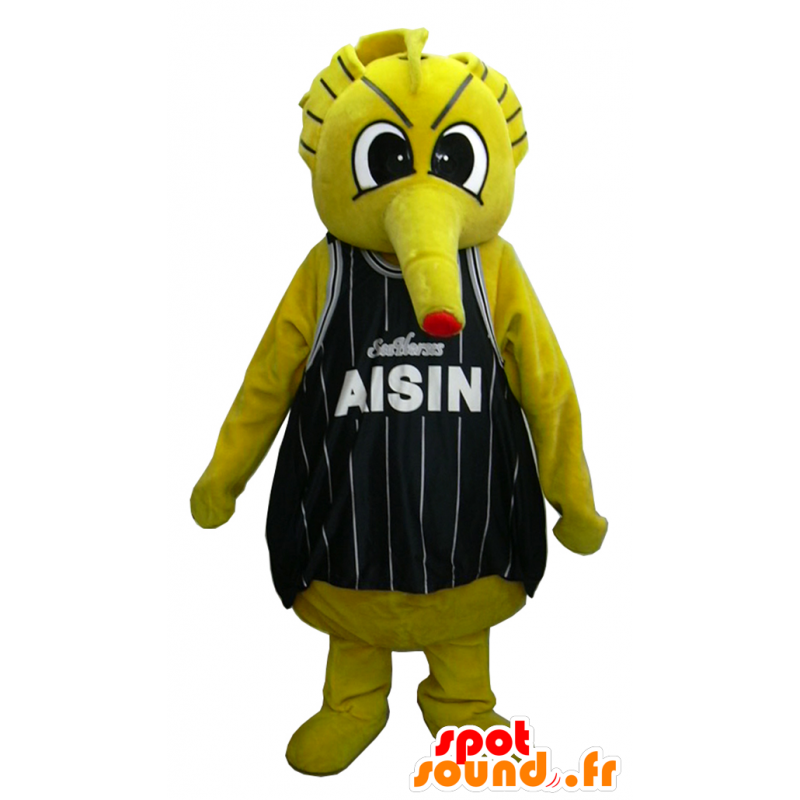 Mascotte de monstre jaune en tenue de basketteur - MASFR26237 - Mascottes Yuru-Chara Japonaises