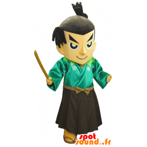 Mascot Izo Okada, samurai, med et træ sværd - Spotsound maskot