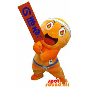 Noboru mascotte, oranje en rood man, rond en lachend - MASFR26263 - Yuru-Chara Japanse Mascottes