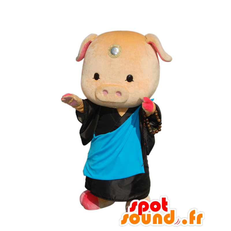 Purchase Buttonkun mascot, pig, with a black and blue kimono in Yuru