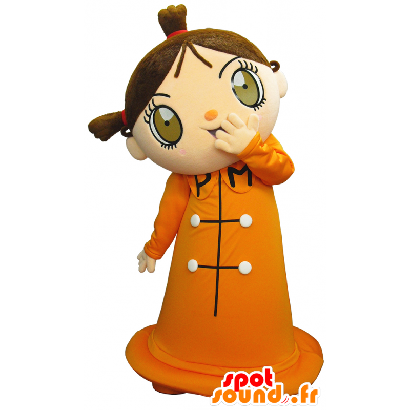 Maskottchen Kochi, Mädchen mit orangefarbener Robe - Japanische Yuru-Chara-Maskottchen - MASFR26274 - SpotSound.fr