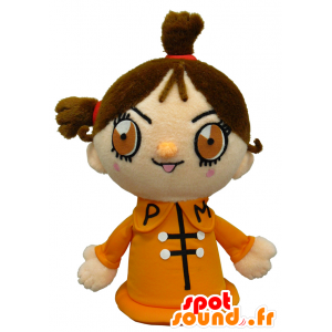 Kochi maskot, flicka med en orange klänning - Spotsound maskot