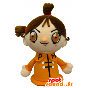 Maskottchen Kochi, Mädchen mit orangefarbener Robe - Japanische Yuru-Chara-Maskottchen - MASFR26274 - SpotSound.fr