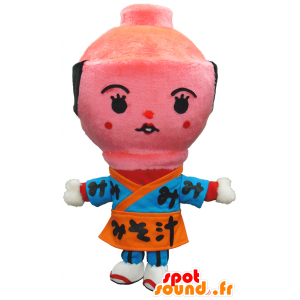 Miso-chan mascot, soup bowl in blue and orange kimono - MASFR26275 - Yuru-Chara Japanese mascots