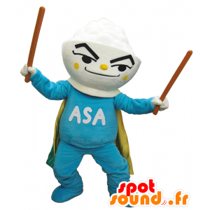 Mascotte de AsaGohanman, bol de soupe en tenue de super-héros - MASFR26276 - Mascottes Yuru-Chara Japonaises